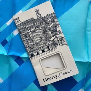 Vintage Liberty of London Silk Scarf - Bold Geometric Blue Print in OG packaging